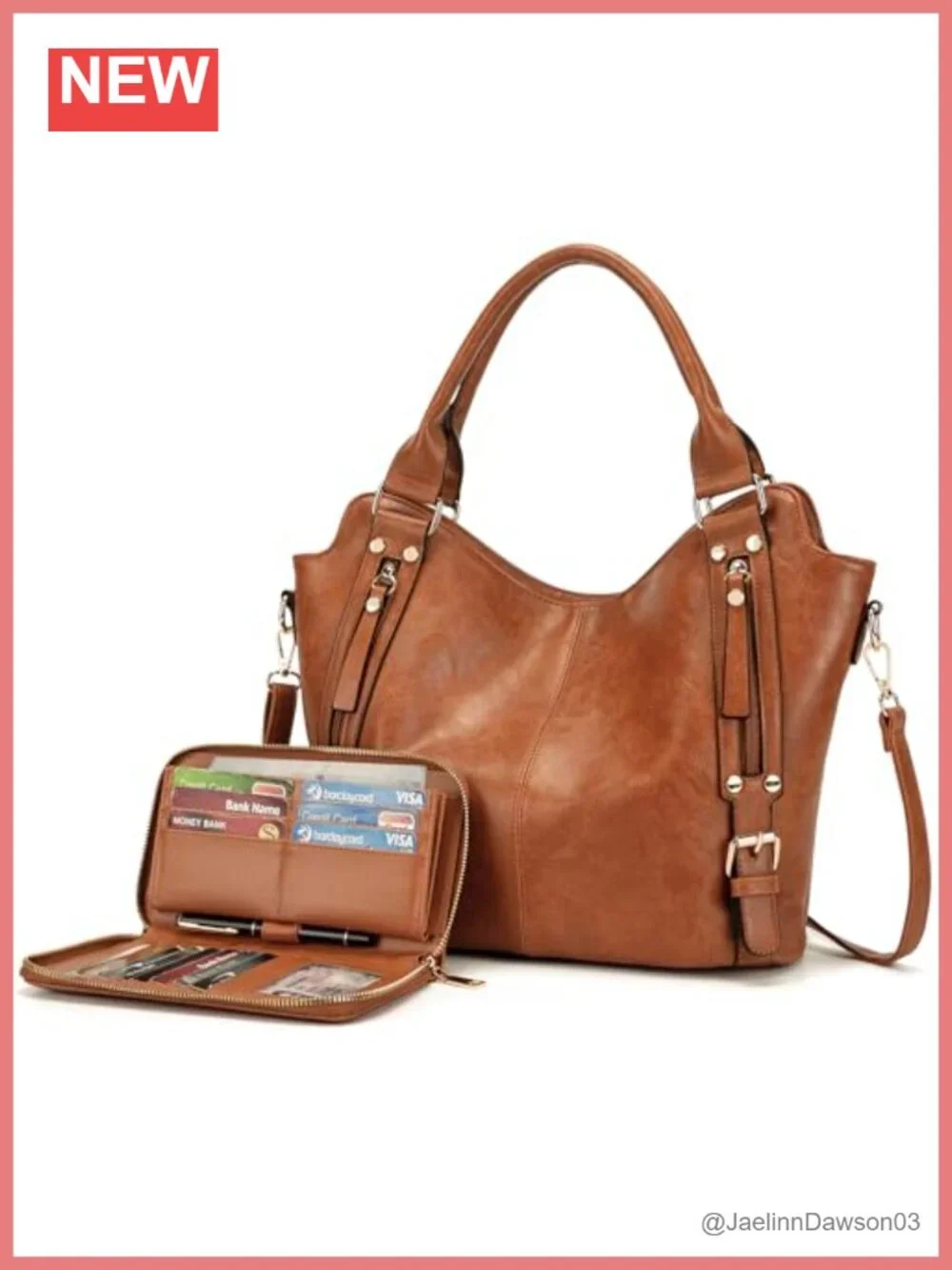 Large Hobo Purse with Wallet Set 2PCS Faux Leather Crossbody Shoulder Bag